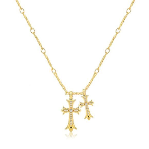 Sweet Gold Cross Pendant Necklace Simple Fashion Clavicle Chains Choker Gift Her - Picture 1 of 6